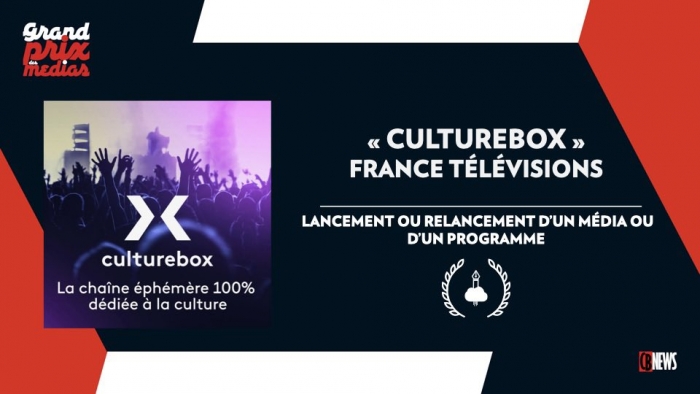"Culturebox" de France Télévisions, gagnant du prix du Meilleur lancement ou relancement média ou d'un programme - CB News