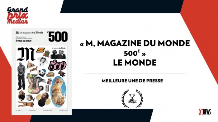 "M, Magazine du Monde 500e" gagnant du prix de la meilleure Une de presse - CB News