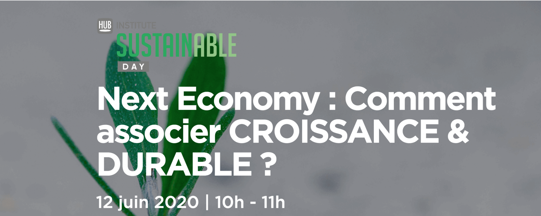 Webinar Next Economy : comment associer croissance & durable ?, le 12 juin 2020, organisé par le Hub Institute 