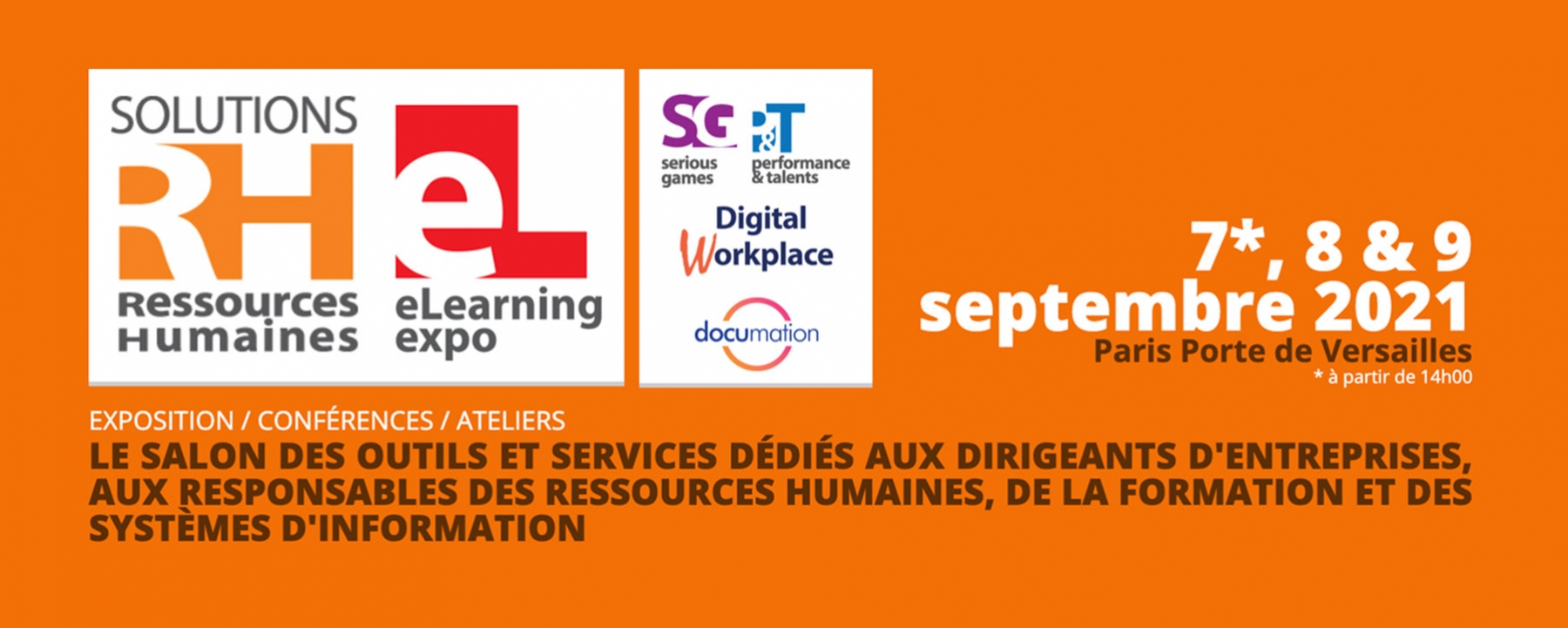 Salon Solution Ressources humaine & eLearning expo du 7 au 9 septembre 2021 à Porte de Versailles